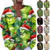 Women's Fashion Christmas Printed Long Sleeve Knitted Cardigan Button Down Jacket