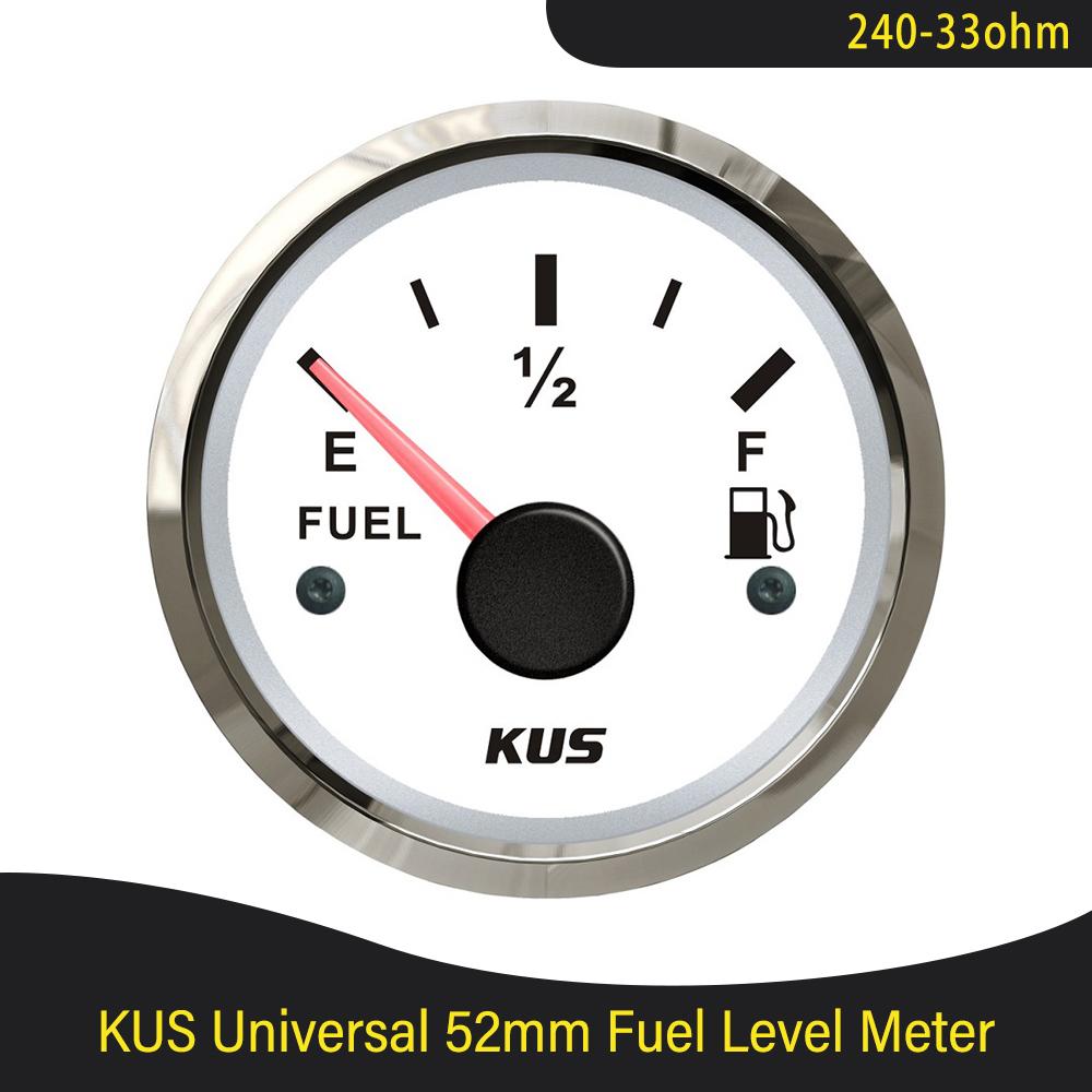 KUS 52mm 0-190ohm 240-33ohm Boat Fuel Level Gauge Waterproof Car Fuel Gauge with Red/Yellow Backlight fit Car Motorcycle Boat