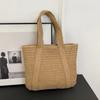 New Large-capacity Papyrus Solid Color Woven Bag Versatile Shoulder Vacation Beach Bag Daily Shopping Bag