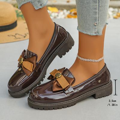 Мода 2024 Бренд Женские Туфли Лоферы Женские Туфли на Высоком Каблуке Мода Бант Офис и Карьера Новые Большой Размер Однотонные Каблуки Женщины