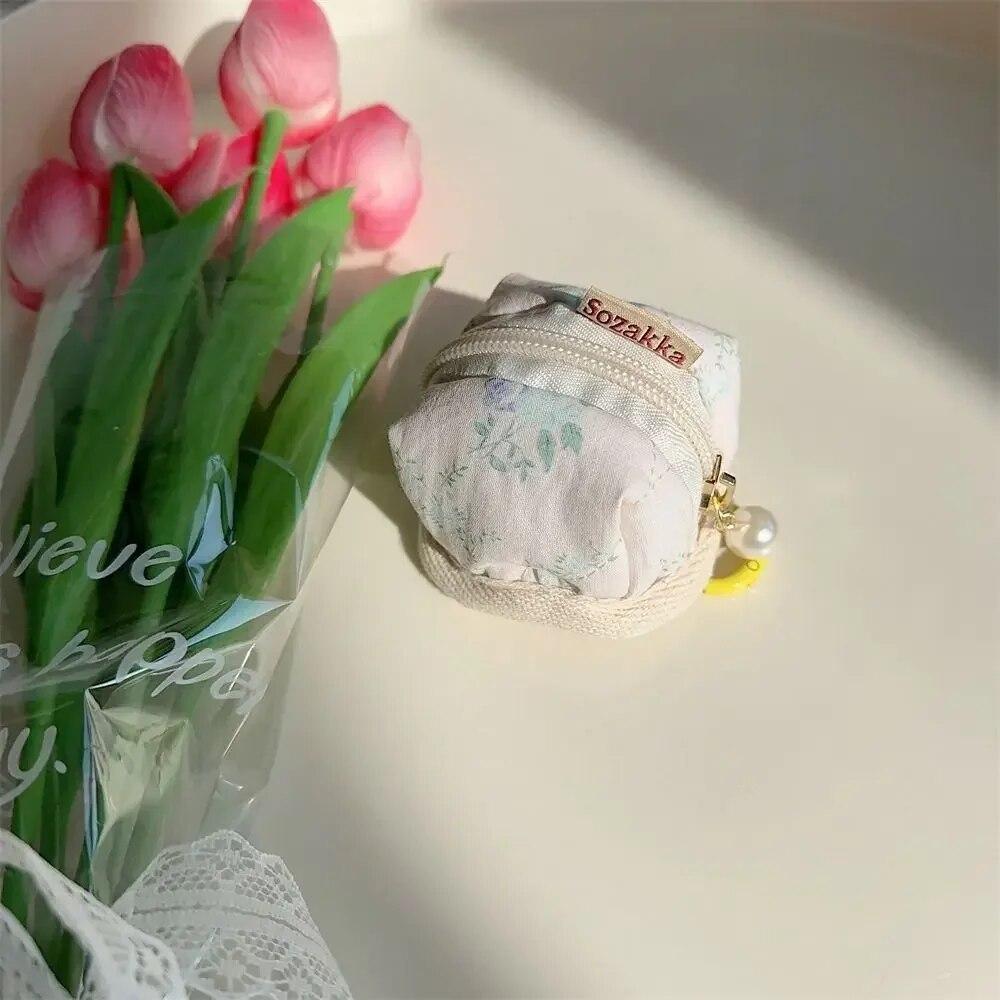 Мини-кошелек для монет, милый маленький цветок, сумка для хранения монет, маленький кошелек, держатель для ключей, подвеска, сумка для наушников