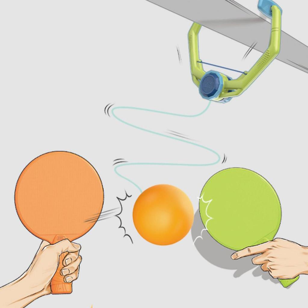 Hanging Table Tennis Trainer Set Door Pingpong Game for Kids with Racket & Balls Adjustable Hanging Table Tennis Trainer