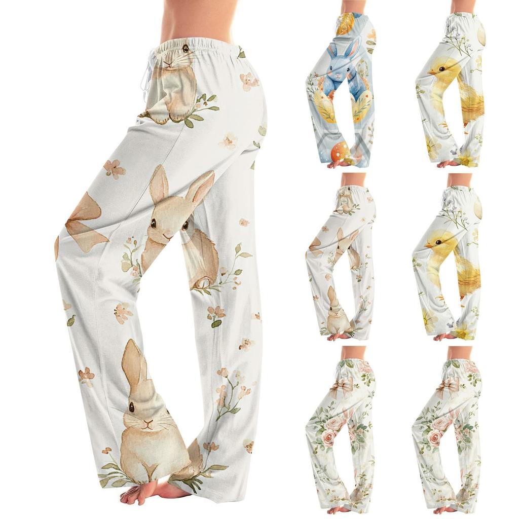 Women's Fashion Loose Casual Easter Printed Casual Pants