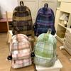 Шерстяной клетчатый школьный рюкзак для студента, большой вместимости, женский рюкзак