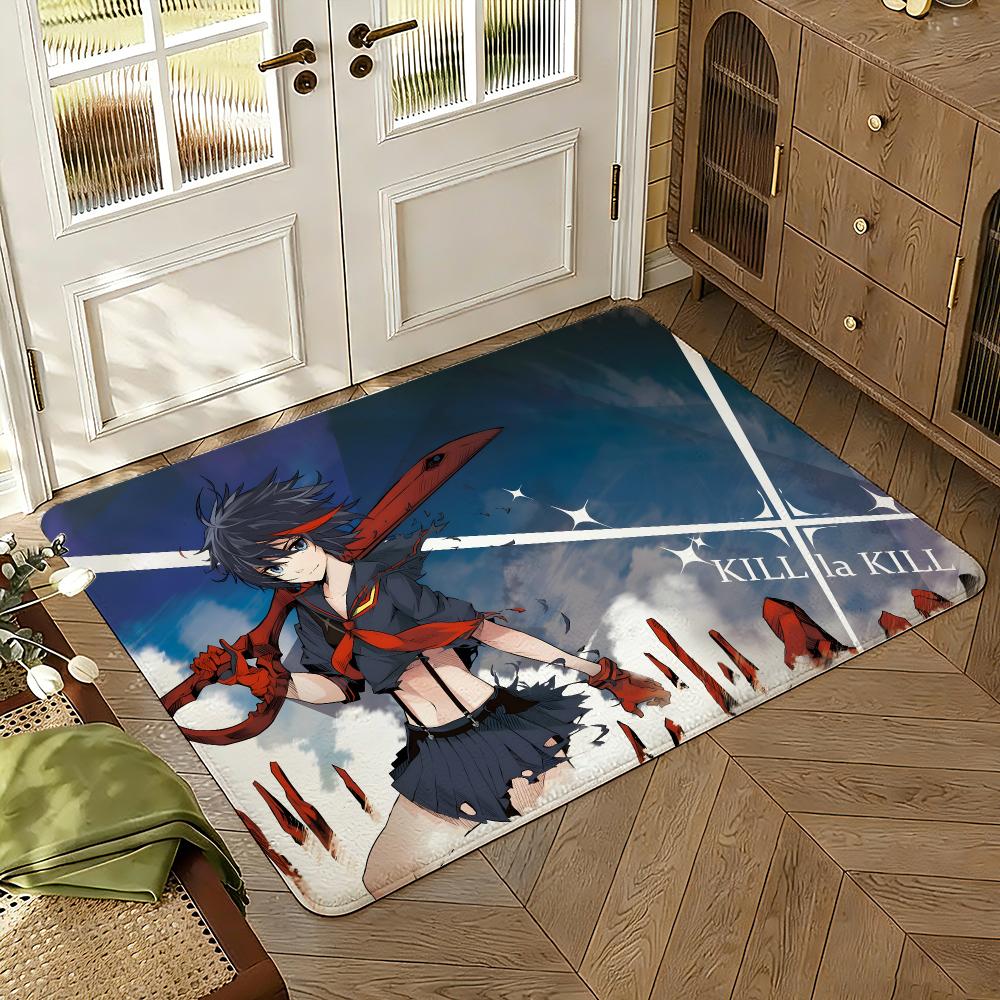 KILL la KILL Floor Mat Soft Thickened Absorbent Non-Slip Bedroom Living Room Door Mat Home Decor Flannel Rugs