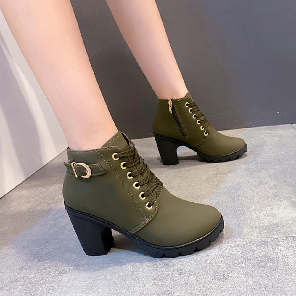 New Spring Winter Women Pumps Boots High Quality Lace-up European Ladies Shoes PU High Heels Boots Fast Delivery Platform Boots