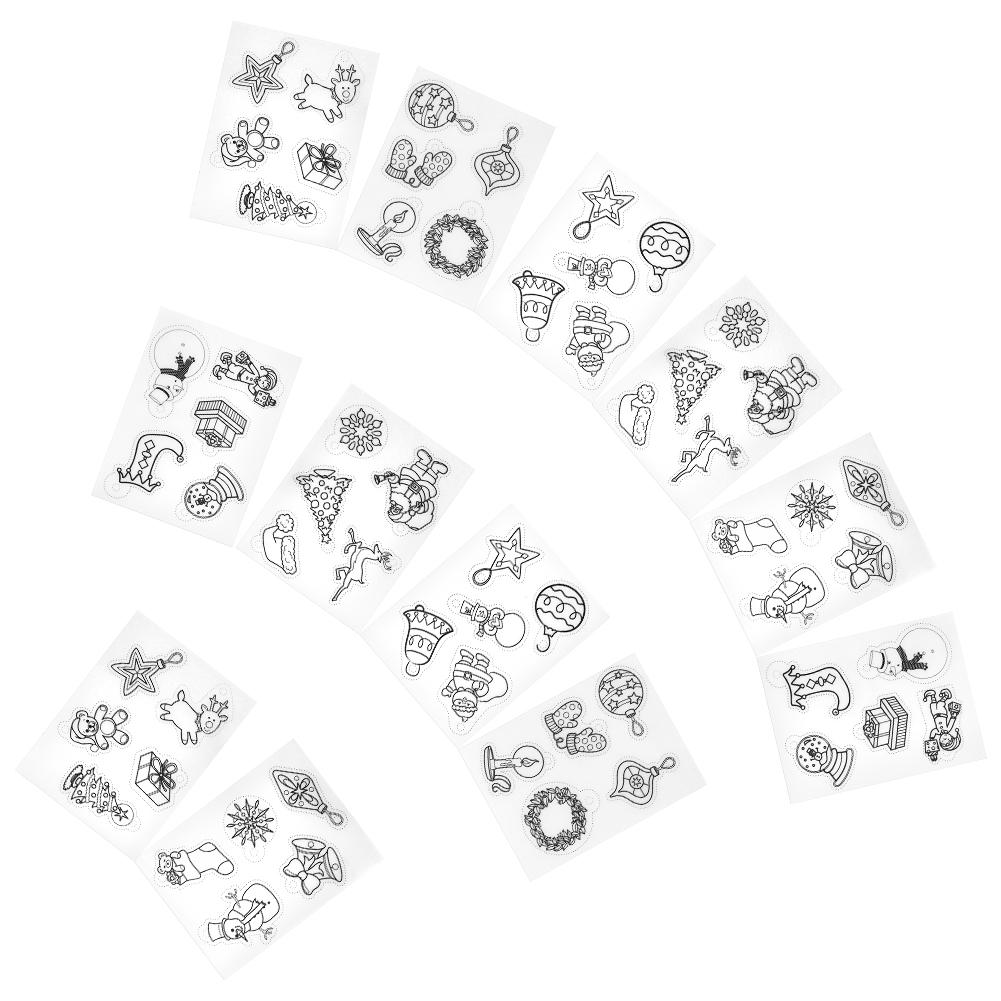 12 шт. термоусадочных листов, рождественский набор, маленькие узорчатые аксессуары ручной работы