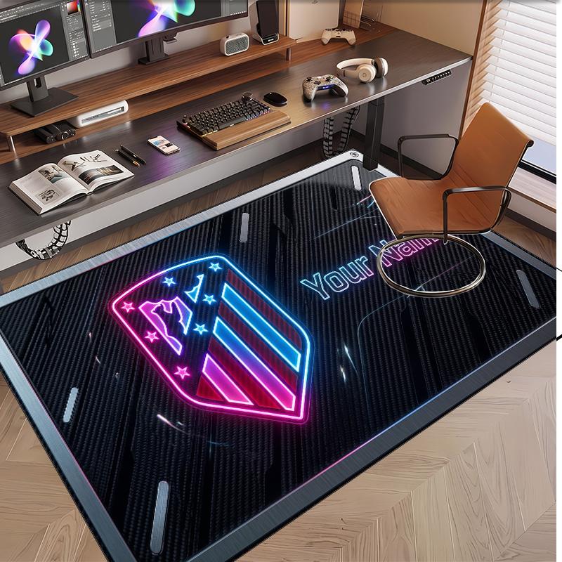 Personalized Crystal Velvet Carpet Atletico Madrid FC Pattern Non Slip Floor Rug