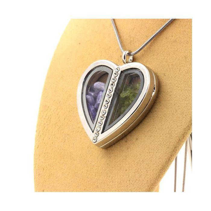 Pierres et Minéraux. Collier Tanzanite + Péridot brut. Modèle coeur.