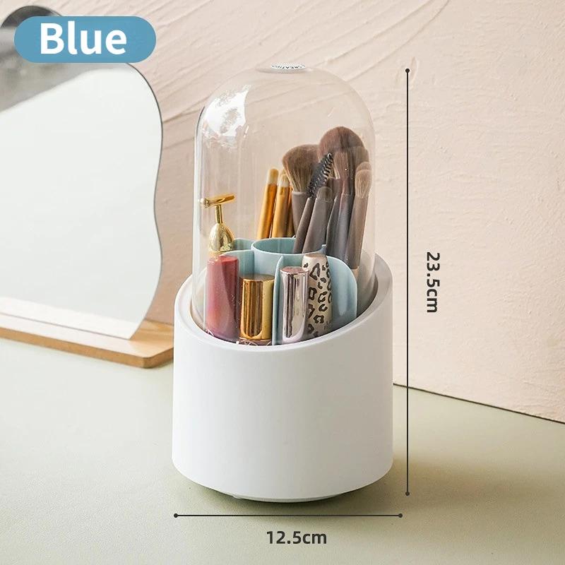 Rotating Makeup Brush Storage Box Portable Multifunction Dust Proof Desktop Organizer Lipstick Shadow Cosmetic Holder