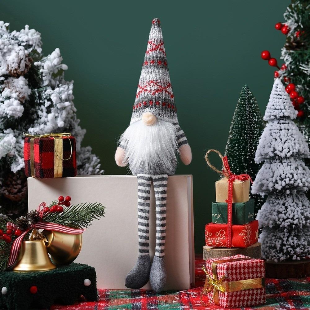 Faceless Style Knitted Gnome Doll 40cm Length Christmas Gnome Decor New Year Celebration
