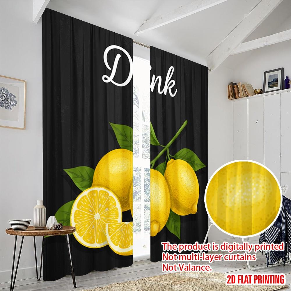 2 шт. 2D плоская печать Шторы Напиток Лимон Свежие Фрукты Полиэстер Без Электричества Украшения для Вечеринки Использование для Помещения