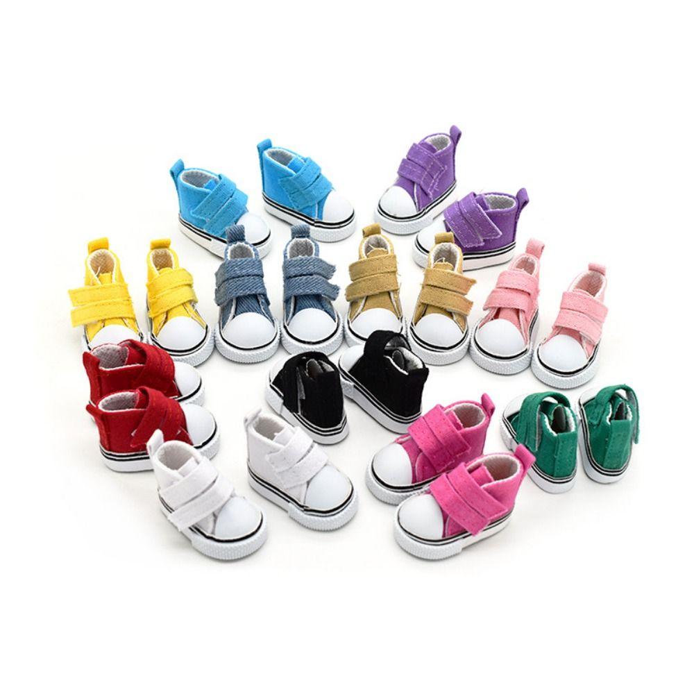 1 Pair DIY Doll Canvas Shoes Mini Doll Sneakers 1/6 Scale Mini Sneakers  BJD Doll Shoes