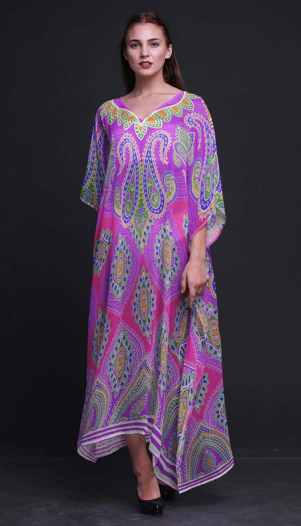 Phagun Ogee Damask Ladies Kaftan Holiday Loungewear Maxi Dress Beach