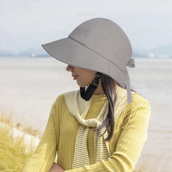 Женская шляпа от солнца с бантом, защита от УФ-лучей, шляпа-ведро с широкими полями и отверстием для хвостика, летняя пляжная шляпа для велоспорта на открытом воздухе, рыбалки, альпинизма