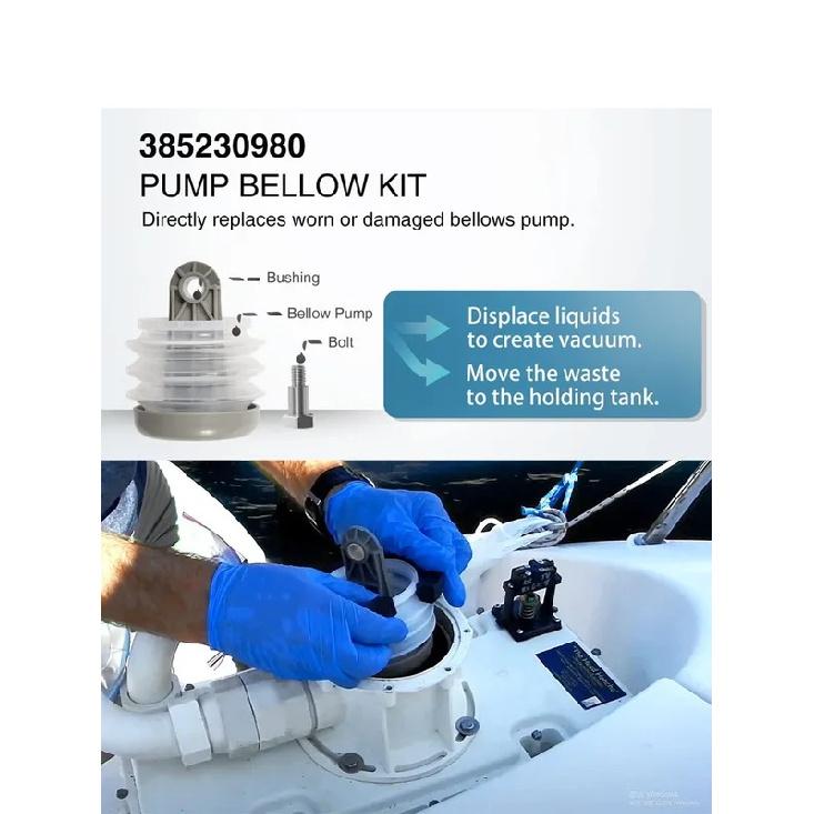 385310076 1-1/2'' Duckbill Valve & 385230980 Pump Bellow & 385310151 O-Ring For Dometic S, T, J, VHT, VG Series Vacuum Pump Kit