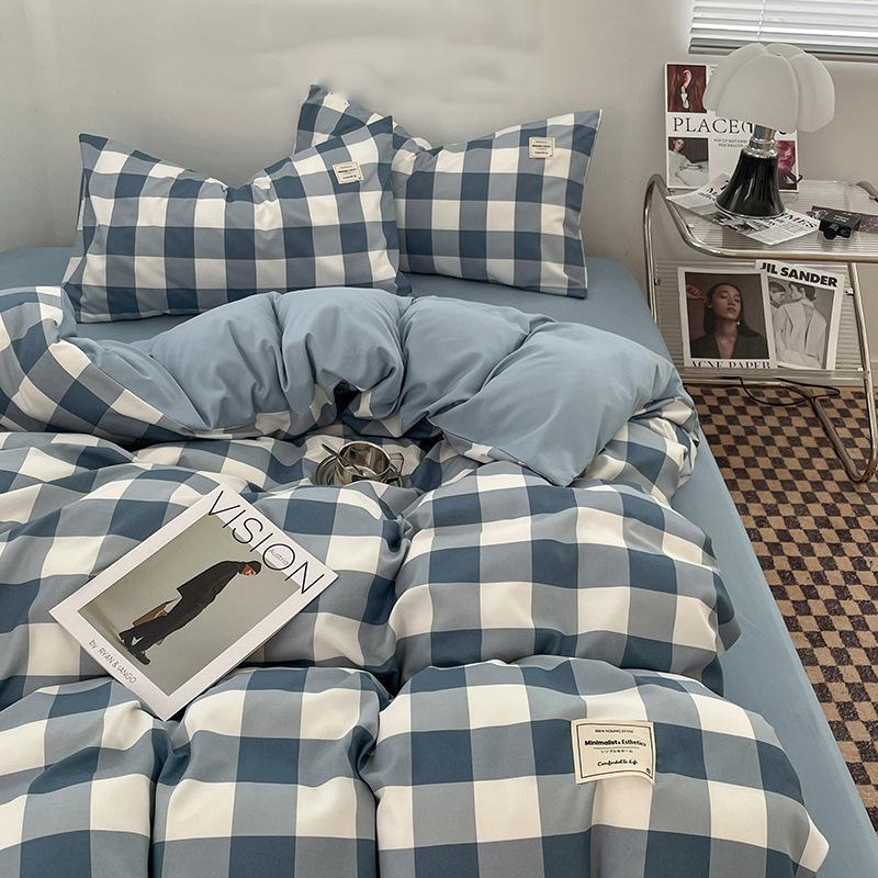 Ins Style Комплект постельного белья в скандинавском стиле, одинарный, двойной, плоский лист, пододеяльник, наволочка, мягкая микрофибра, полный размер Queen Size, постельное белье