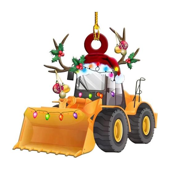 Christmas Vehicle Ornament Acrylic Truck Tractor Airplane Christmas Tree Ornament for Holiday Party Decoration