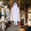 Waterproof Patio Tree Hanging Props Swinging Ghost Halloween Decoration for Outdoor Garden Yard, Weighted Fabric Flying on A Swing with LED