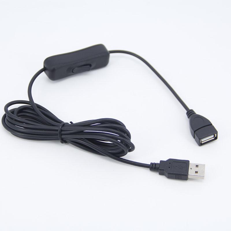 0,5 м 1 м 2 м USB-кабель 50 см USB 2.0 A Male to A Female удлинитель для зарядки черный кабель с кнопкой включения/выключения кабеля