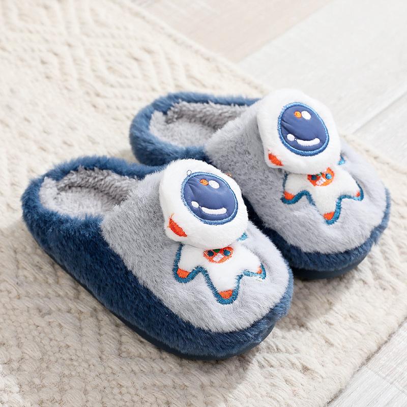 Зимние детские хлопковые тапочки для дома, теплые и нескользящие, милые мультяшные, мужские и женские хлопковые туфли удобные