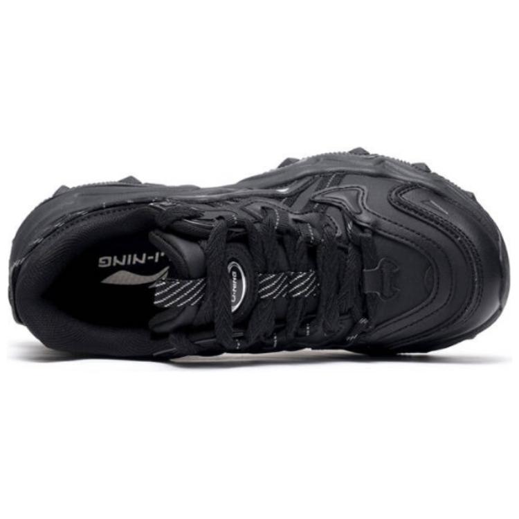 Li-Ning Cat Paw Lite 2 Толстая подошва Увеличивающая рост Амортизирующая Ретро Нескользящая Износостойкая Низкая Повседневная Обувь Женские Кроссовки Черные AGCU176-1