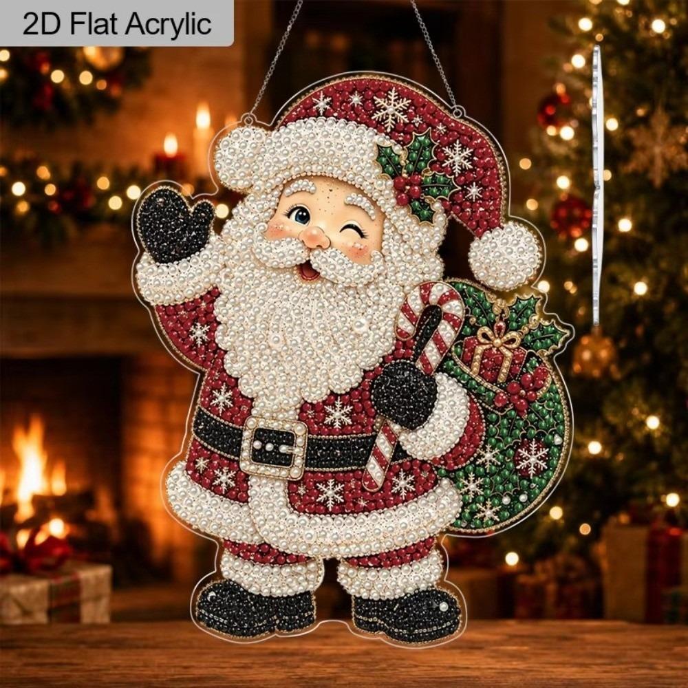 Christmas Pearl Diamond Painting 2D Flat Hanging Decor DIY Hanging Ornament Nativity Scene