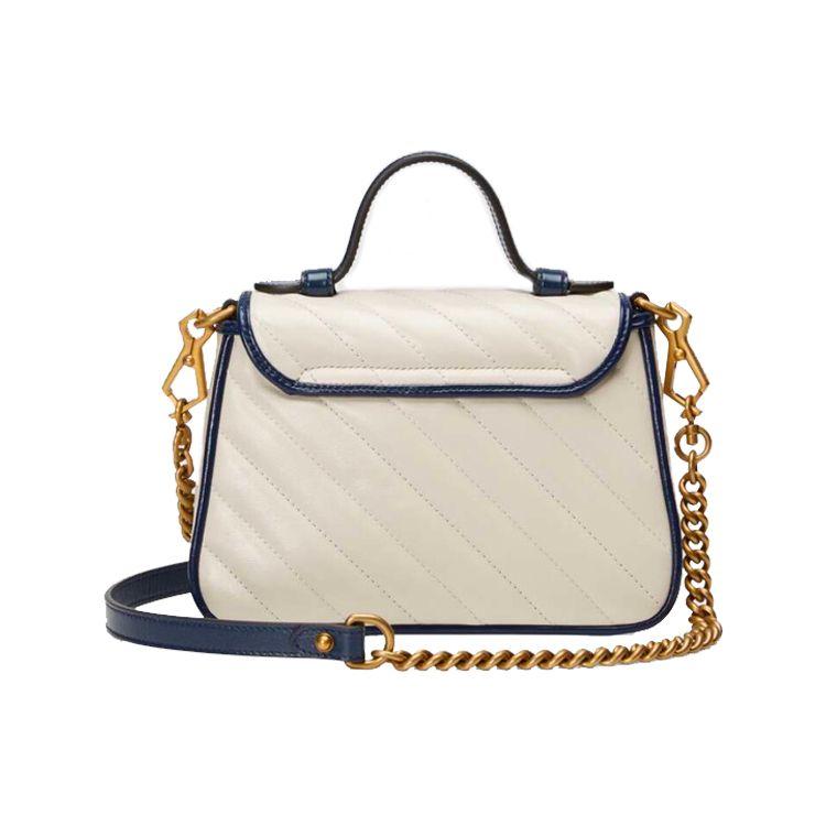 Gucci Мини-сумка-мессенджер серии GG Marmont с контрастной отделкой Женские сумки Белый Синий 583571-0OLFX-9085