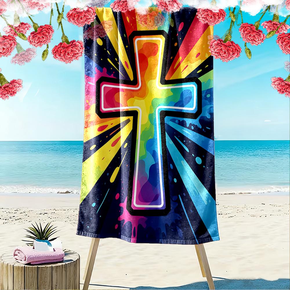 Colorful Cross Art Design Beach towel quick-drying for travel outdoor sports jogging beach and swimming