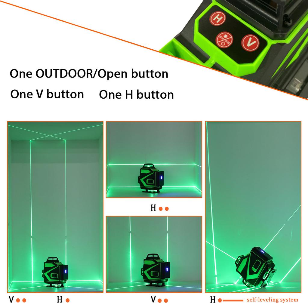 Multifunctional 16 Lines Laser Level Tool Vertical Horizontal Lines 3 Degrees  Self-leveling Function with