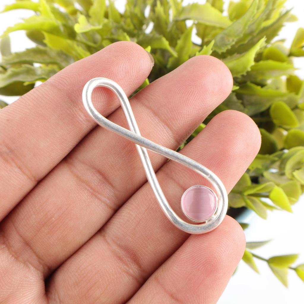 Pink Cat's Eye Pendant Gemstone Jewelry, 925 Solid Sterling Silver Pendant, Handmade Jewelry Dainty Pendant, Gift For Him