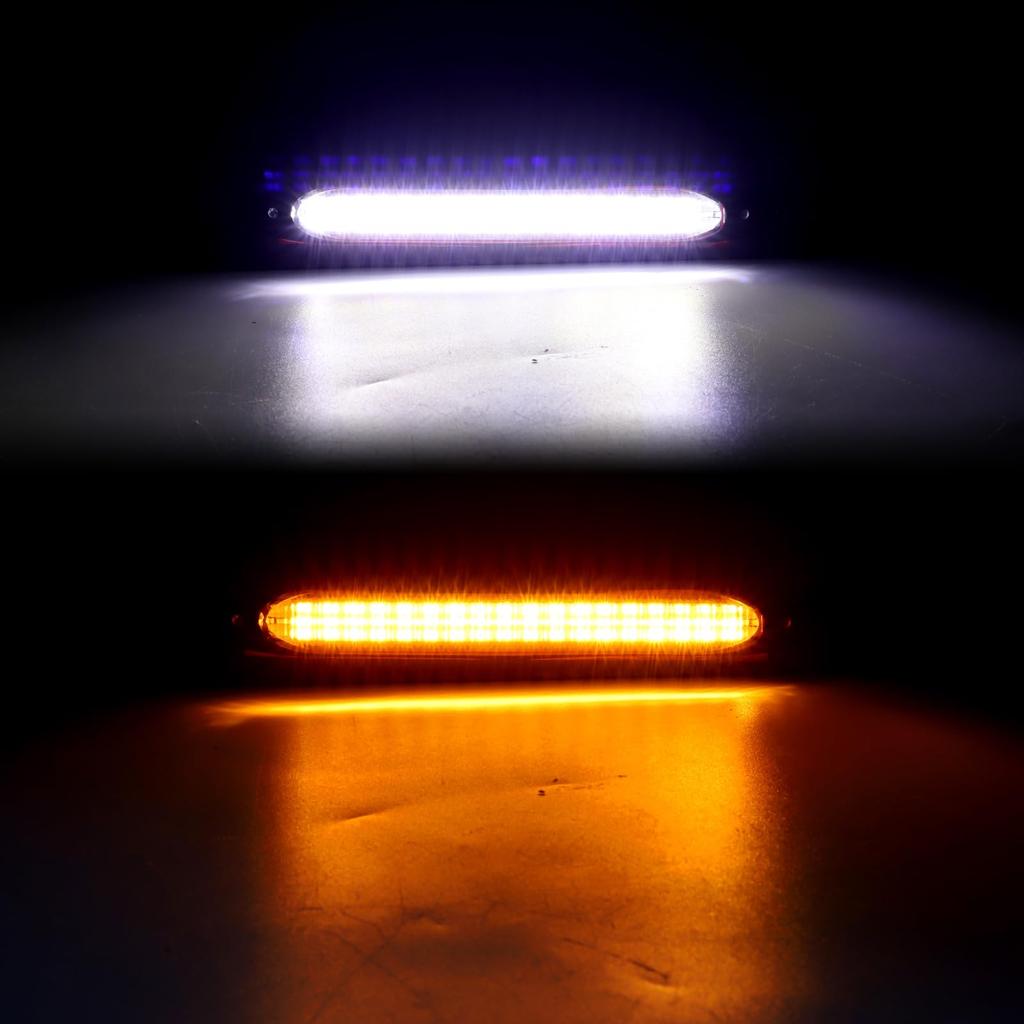 Ygmylandbb Светодиодная лента с последовательным поворотом, автомобильная противотуманная фара, оснащенная светодиодом, совместимая с 2-цветным белым светом IP67, комплект из 2 шт. с высокой вибрацией