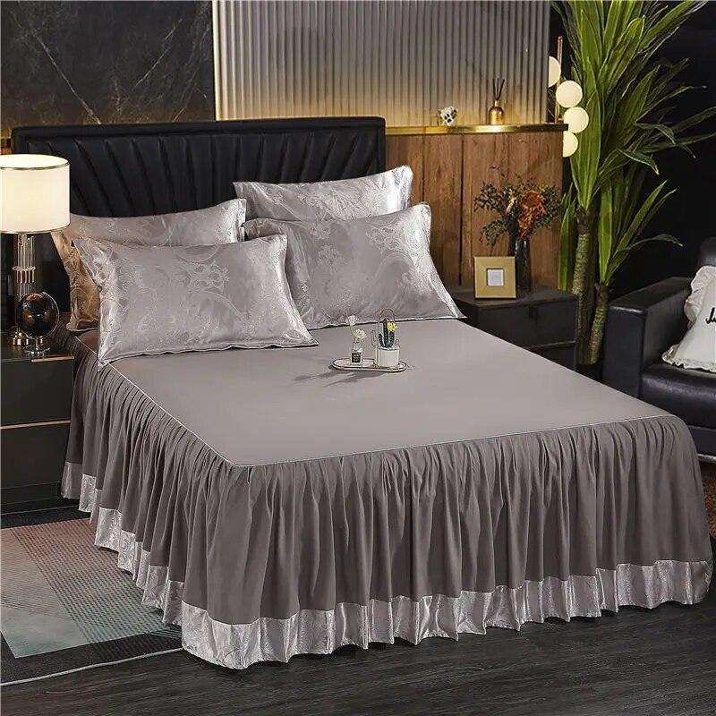 Plush Jacquard Bed Skirt Three-piece Sheet Bed Anti-slip Double Bed Spread Queen King Size Mattress Protective Cover