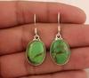 Solid 925 Sterling Silver Green Copper Turquoise Oval Cabochon Gemstone Women Dangle Earring Jewelry Gift For Her