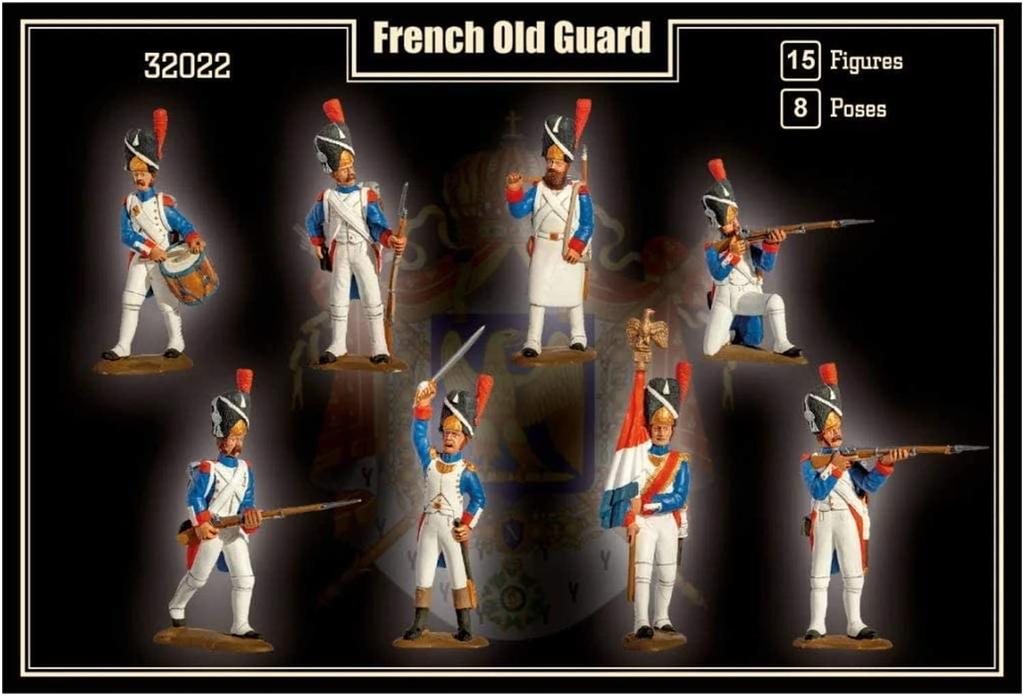 Mars Figures 1/32 Scale French Veteran Guards, 1805-1815, 8 Poses, 15 Figures, Plastic Model Kit, ORM32022