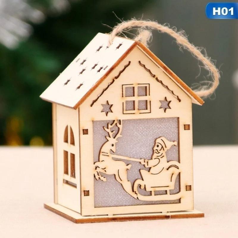 Xiaomi 2026 Рождественский светодиодный деревянный домик Милая рождественская елка Подвесные украшения Праздничное украшение Праздничные фигурки С Рождеством