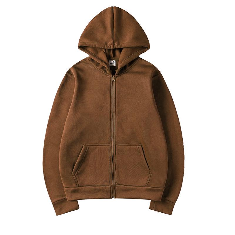 Унисекс Кардиган Худи на молнии однотонный для осенне-зимней спортивной одежды - Европейский и американский стиль