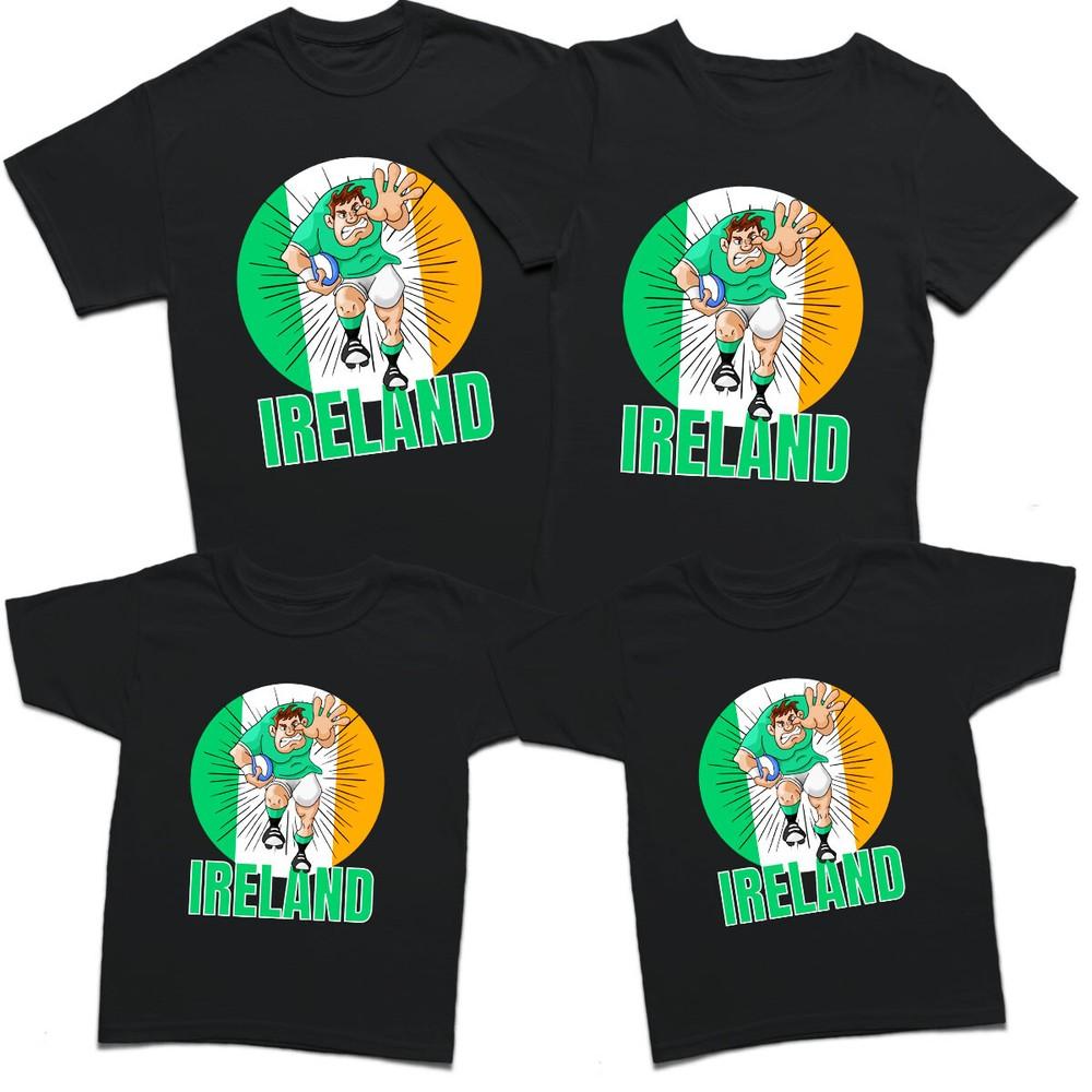 Funny Ireland Irish Flag Rugby Player Mens Womens Boys Girls TShirts Tee TopSN