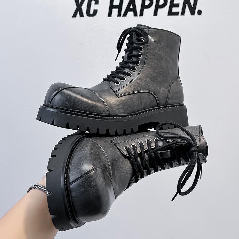 Новые мужские ботинки Martin с большой головкой, мужские туфли в британском стиле, туфли-туфли на молнии с высоким верхом, туфли 44789-A