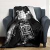 Black White Tattoo Hand Whiskey Bottle Graphic Flannel Blanket Dark Background Soft Throw Blanket Man Cave Bedroom Sofa Decor