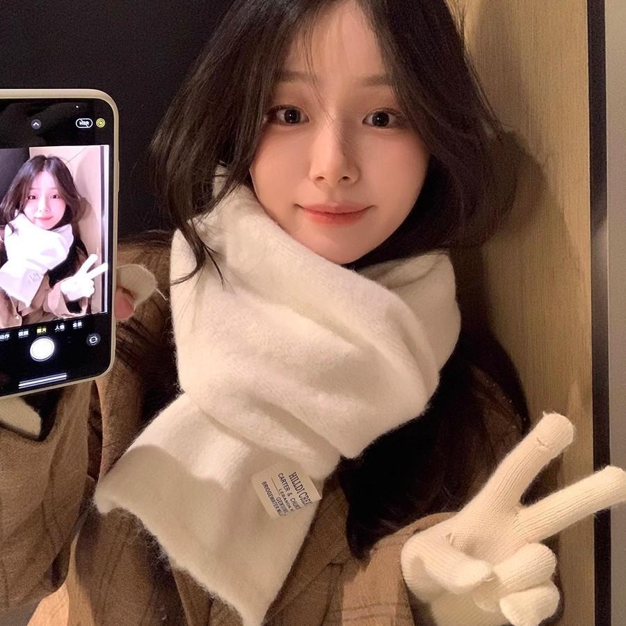 Новый вязаный шерстяной вязаный кашемировый шарф для женщин и пар, новый универсальный однотонный шарф для зимы