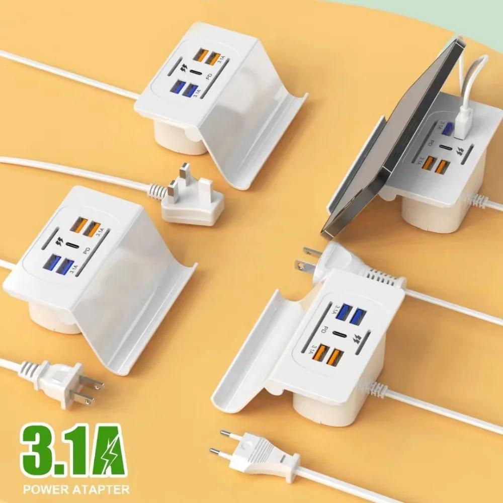 3.1A 5 портов USB Type-C зарядное устройство USB 3.0 настенное зарядное устройство для мобильного телефона ноутбука планшета EU US UK Plug PD быстрая зарядка телефона адаптер