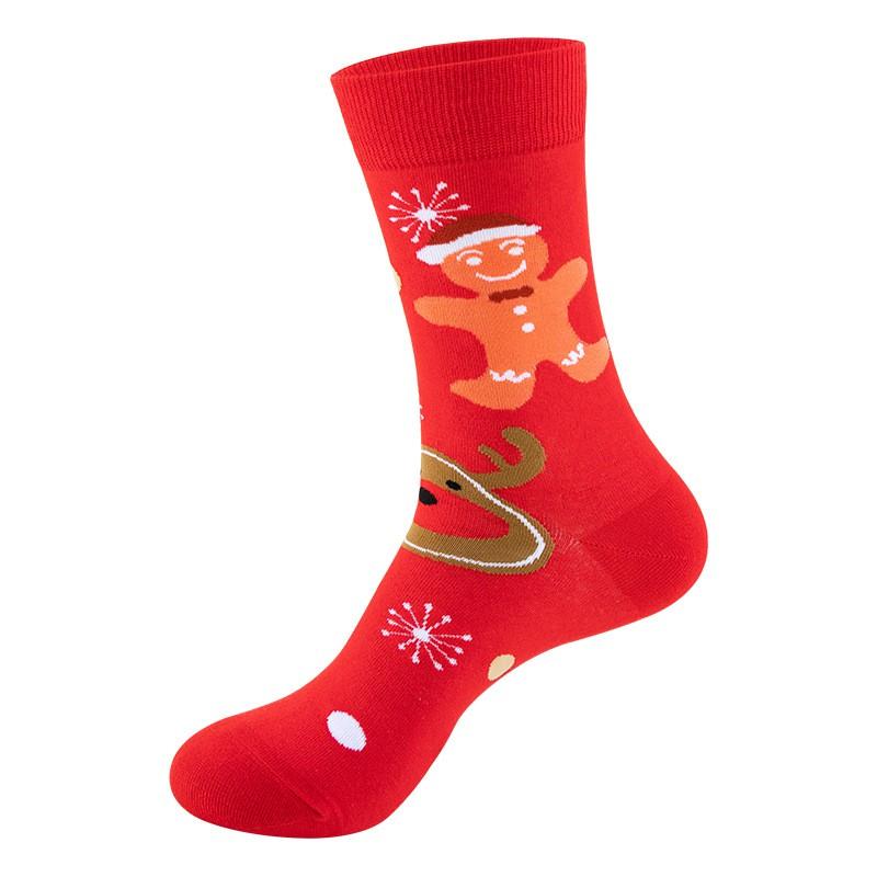 Creative Christmas Socks Unisex Snowman Cartoon Mid-Calf Breathable Trendy Cotton