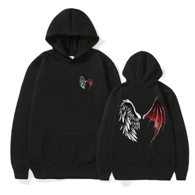 Толстовка с капюшоном Lucifer Wings Devil Angel Wings Heaven and Hell, идея подарка для женщин, флисовый свитер с капюшоном, спортивная толстовка