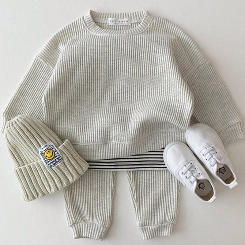 Детский костюм, хлопковый свитер с круглым вырезом, спортивный костюм, детский повседневный комплект из двух предметов с героями мультфильмов