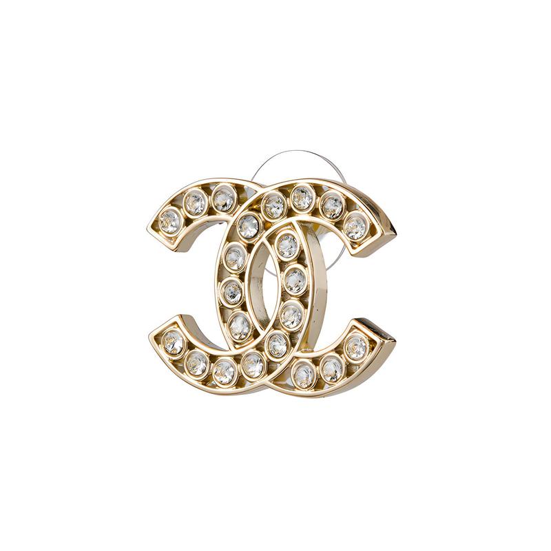 Chanel Серьги-гвоздики с декором в виде буквы 'C' для женщин, золотые/серебряные
