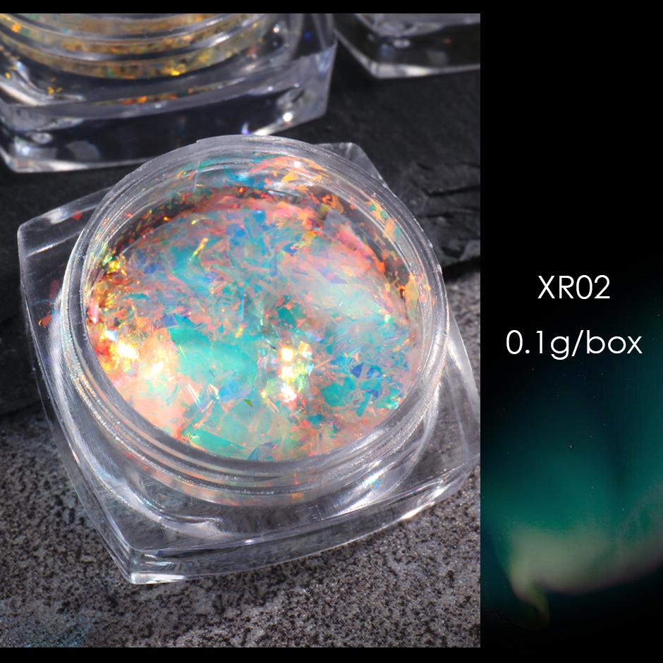 1 коробка Aurora Opal Flakes, блестящие блестки для ногтей, блестящие пайетки, украшение для дизайна ногтей