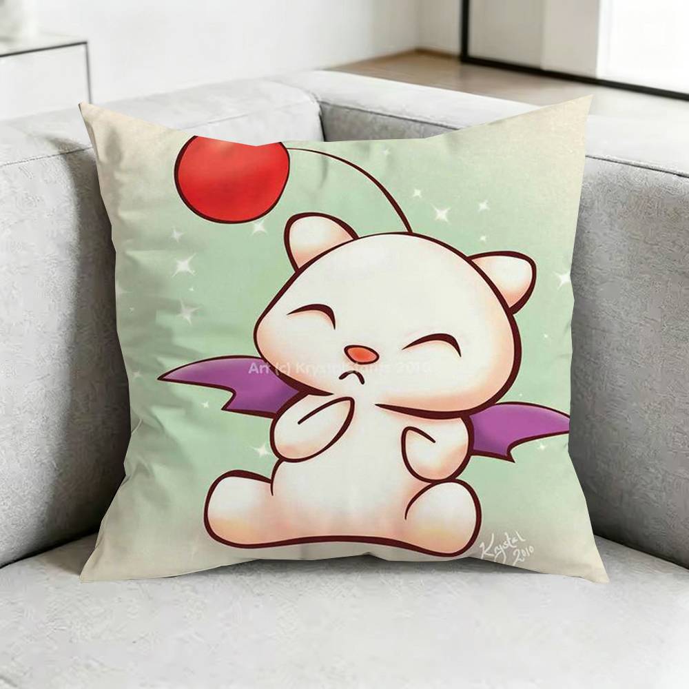 FF Final Fantasy MoogleW Square DoubleSided printed Pillow Case Bedroom Bedside Pillow Sofa Cushion Cover Gift