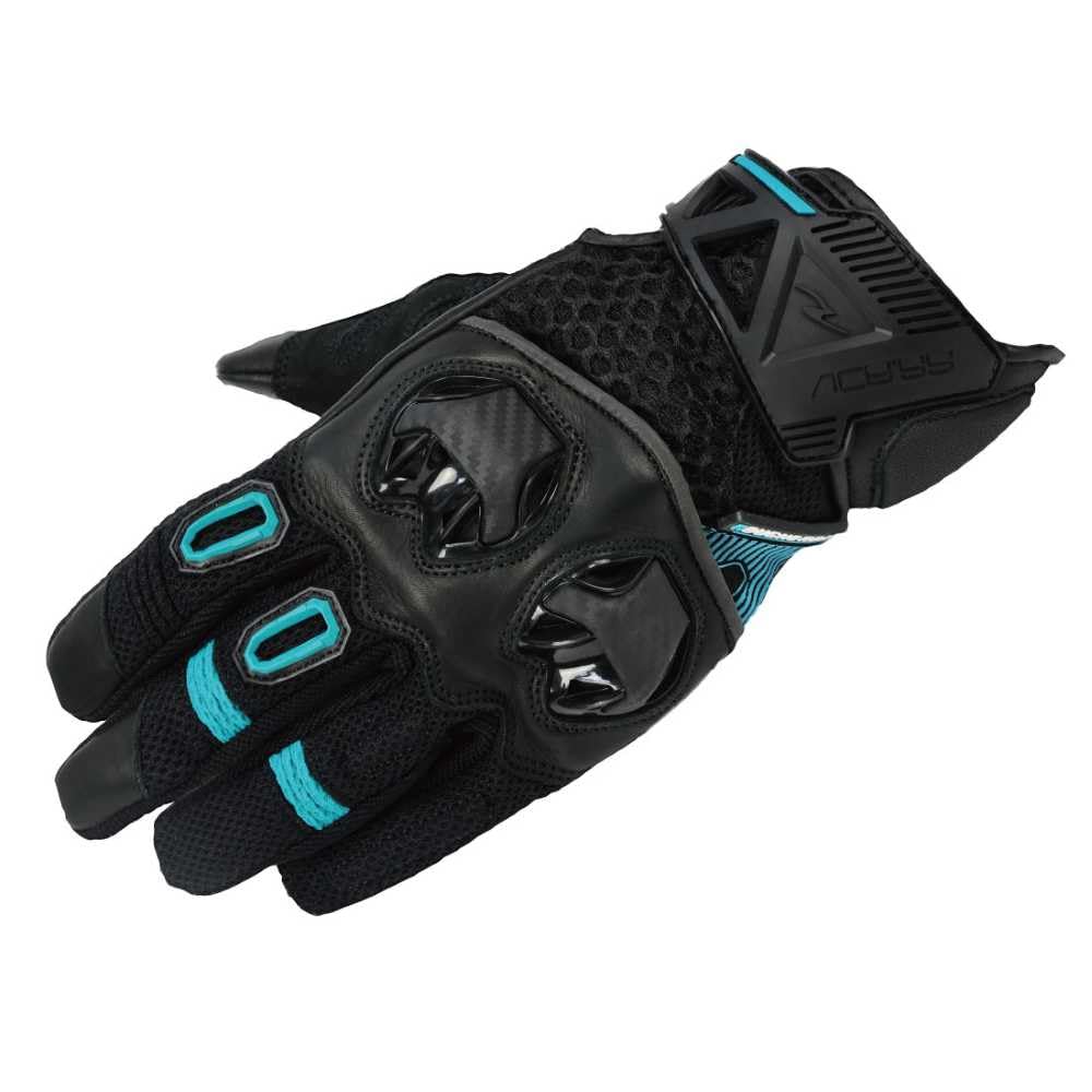 ROUGH ROAD Jet Air Adventure Mesh Motorcycle Size & Gloves, Black/Cyan, L, RR8426BK/CY3