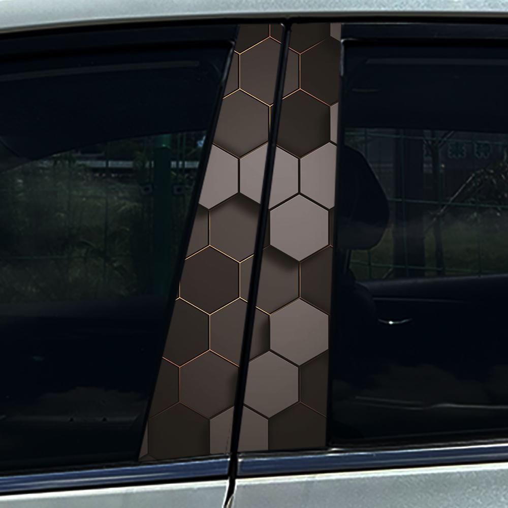 Style Honeycomb Hexagon Car B-pillar Stickers Car Center Column Decoration Cover Scratches Waterproof Decals Car Accessories